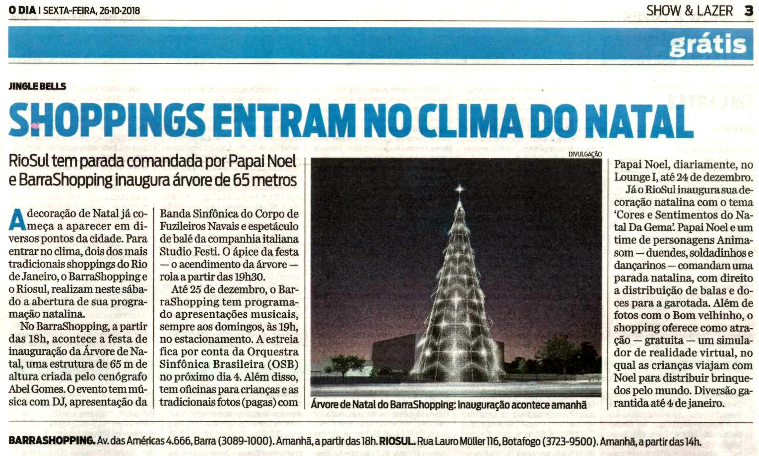 GRÁTIS – Papai Noel e inauguração da árvore de Natal do Barra Shopping e do  Rio Sul –  | Música (é Magia) Para Todos - RJ